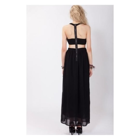 NWT STYLESTALKER 2 4 Black Cut-out Caged Venom Maxi Dress - Picture 4 of 4